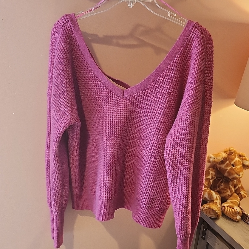 Anthropologie Maeve V-Neck Pink Sweater